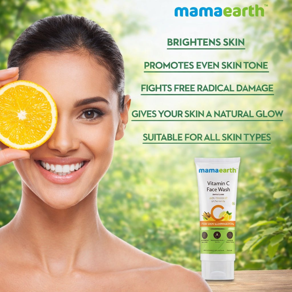 Mamaearth Vitamin C Face Wash – With Vitamin C & Turmeric for Skin Brightening (100ml)