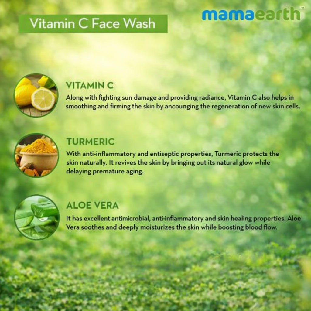 Mamaearth Vitamin C Face Wash – With Vitamin C & Turmeric for Skin Brightening (100ml)