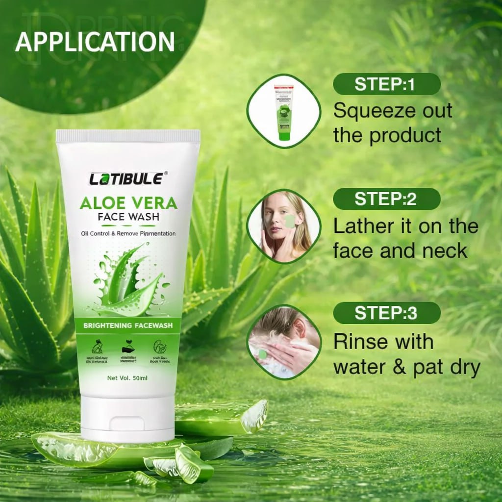 Latibule Aloe Vera Face Wash Pack of 3 – Oil Control, Tan Removal & Skin Brightening Cleanser (150ml Each)