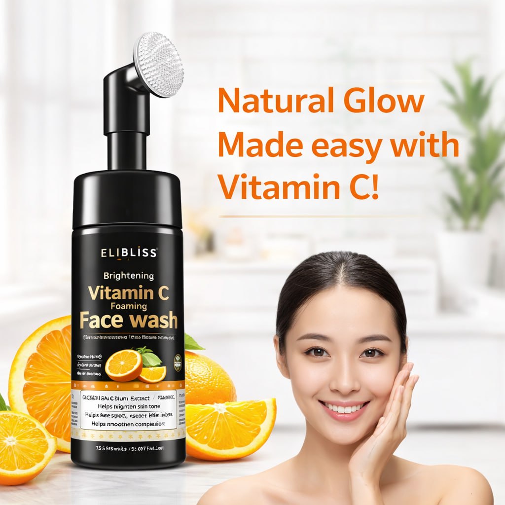 Elibliss Vitamin C Face Wash – Skin Brightening Cleanser for Glowing Skin (1 Pack)