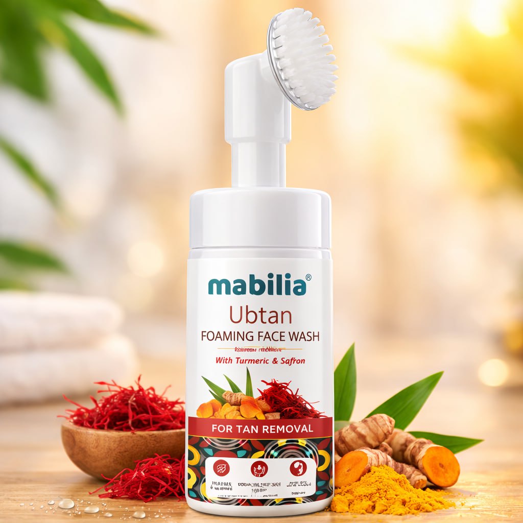 Ubtan Foaming Face Wash – Turmeric & Saffron for Tan Removal & Skin Brightening (150ml Pump Bottle)