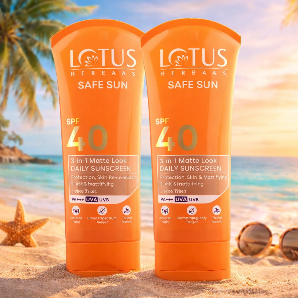 Lotus Herbals Tinted Sunscreen SPF 40 – Lightweight, Non-Greasy BB Glow Sun Protection for All Skin Types (Pack of 2, 50g Each)