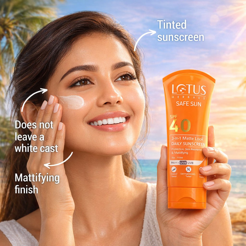 Lotus Herbals Tinted Sunscreen SPF 40 – Lightweight, Non-Greasy BB Glow Sun Protection for All Skin Types (Pack of 2, 50g Each)