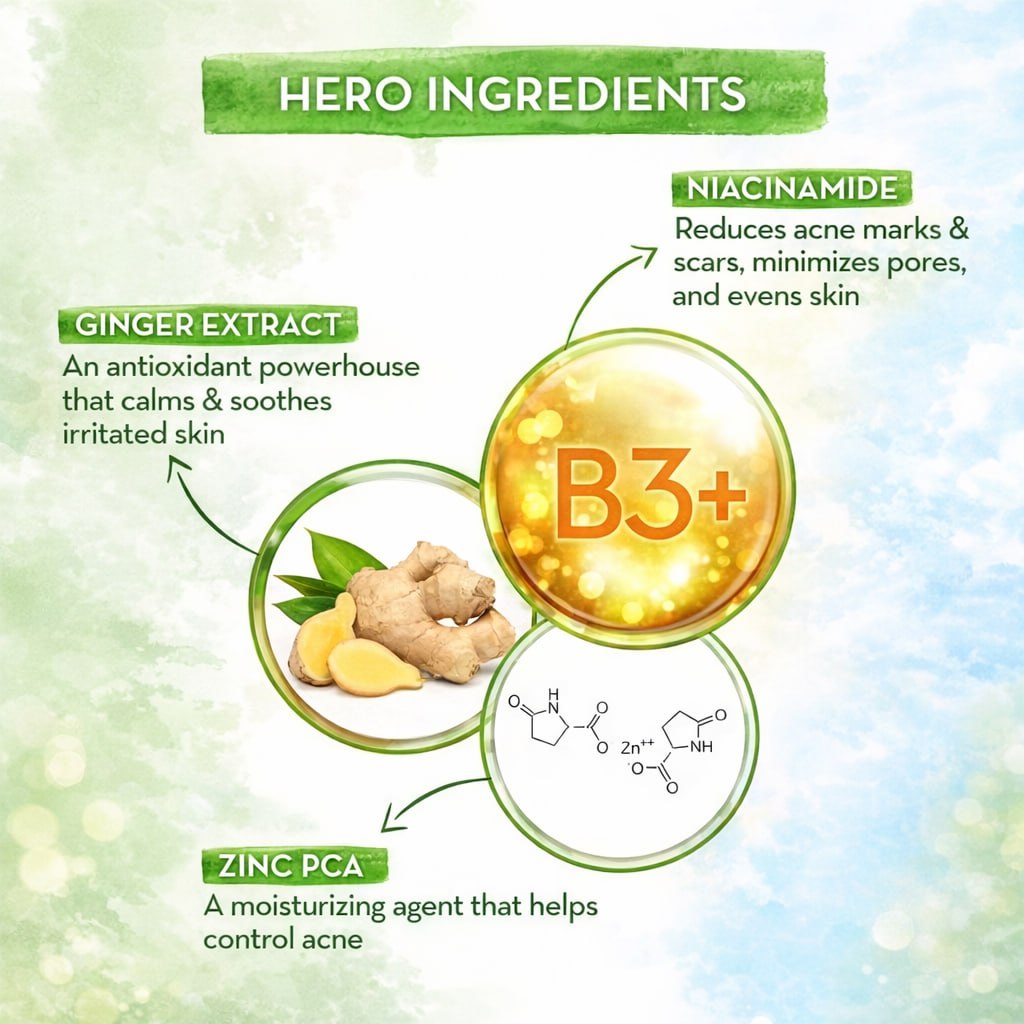 Mamaearth Skin Correct Face Serum with Niacinamide & Ginger Extract | Reduces Acne Marks & Scars | Brightening & Spot Correction Serum | 15 ml