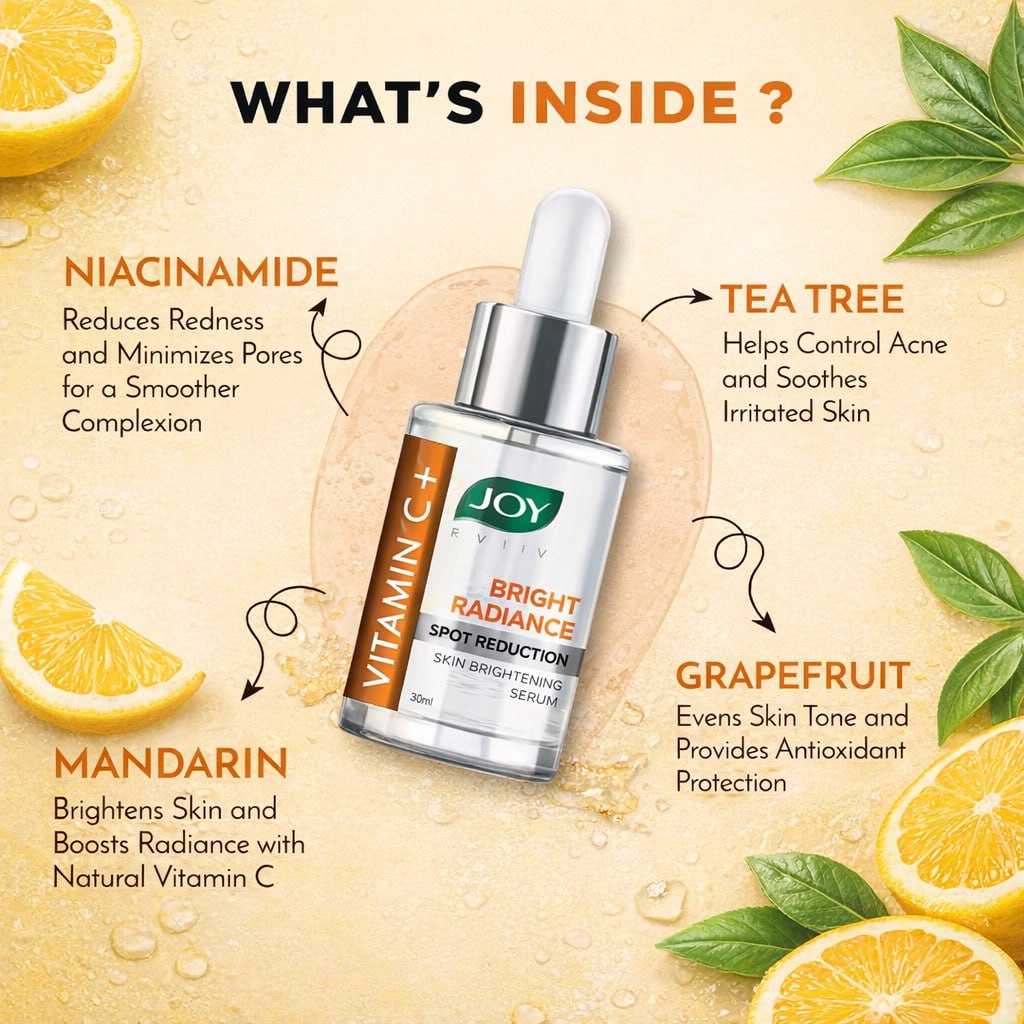 Joy Vitamin C+ Brightening Face Serum | Skin Brightening & Glow Boosting Serum | Reduces Dark Spots & Improves Skin Tone | 30 ml
