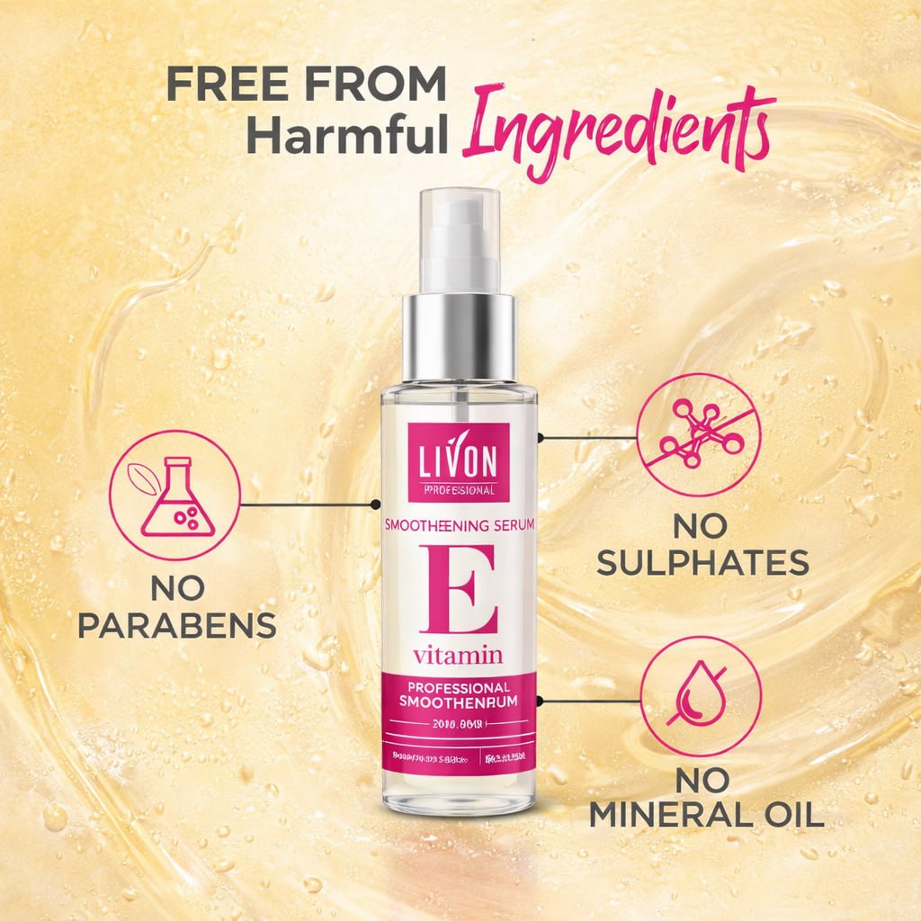 Livon Professional Smoothening Hair Serum | Frizz-Free & Smooth Hair | With Vitamin E, Avocado & Almond Oil | For Men & Women | 100 ml