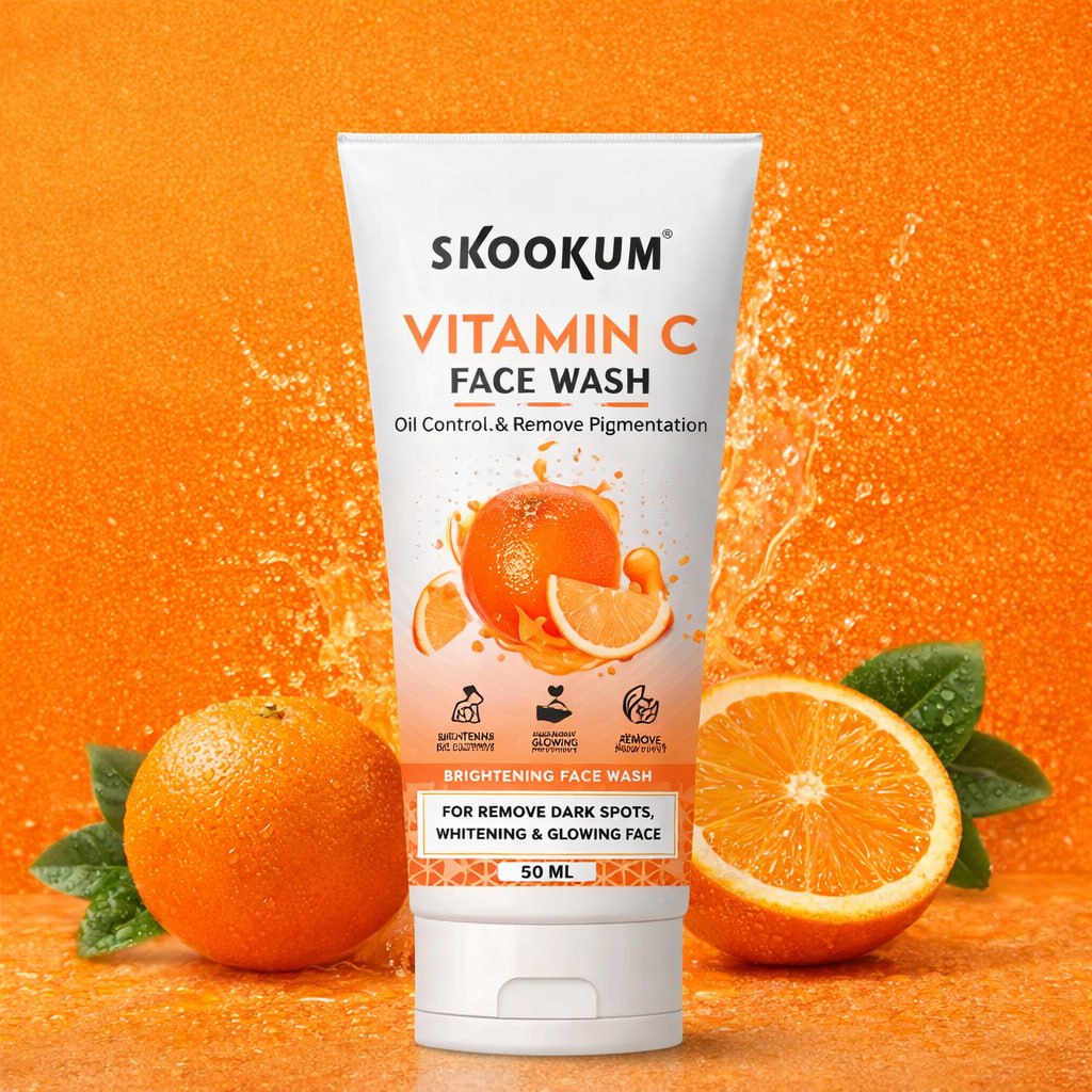 Skookum Vitamin C & E Skincare Combo | Face Wash, Face Gel & Face Serum | Brightening & Anti-Aging Skincare Set | Smooth & Glowing Skin