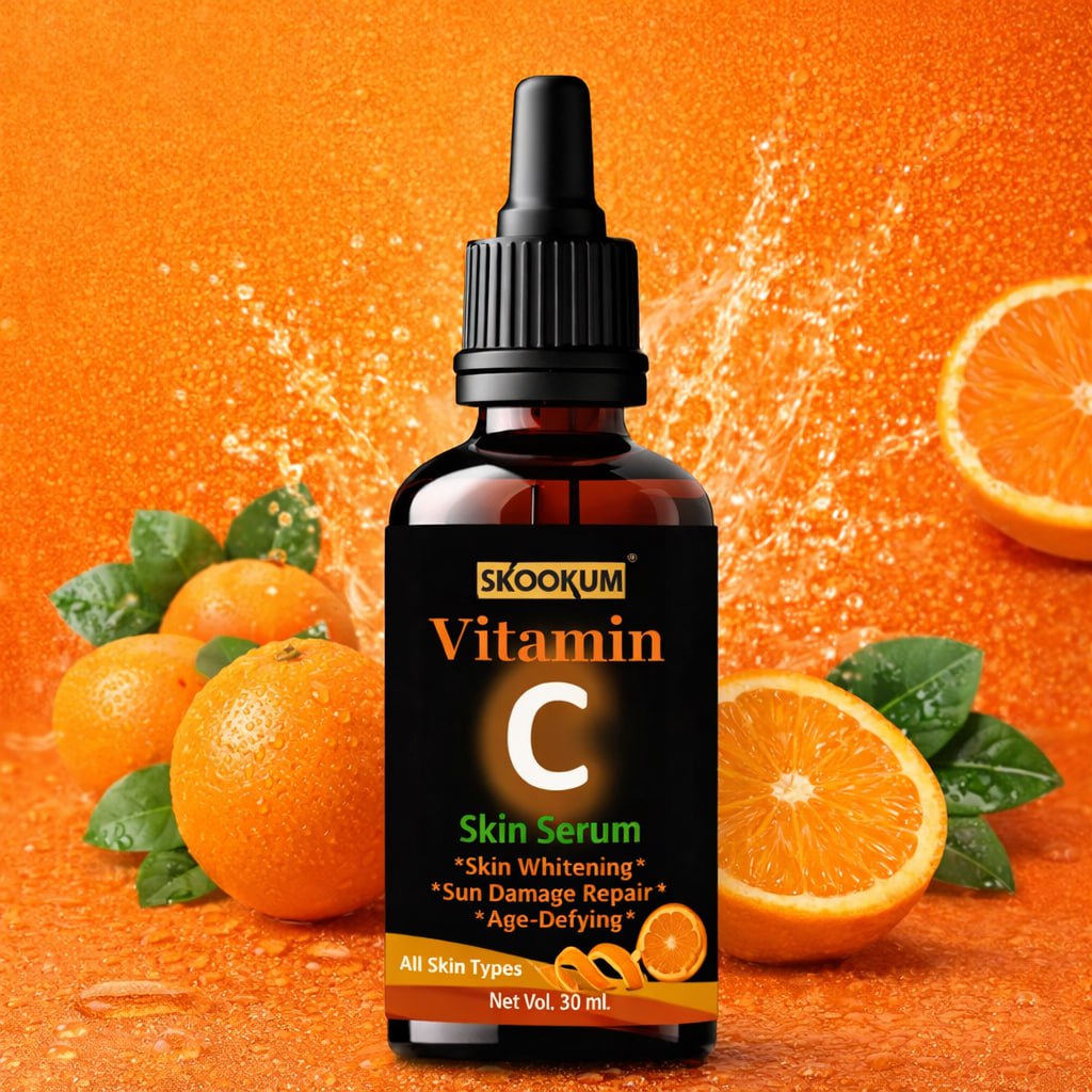 Skookum Vitamin C & E Skincare Combo | Face Wash, Face Gel & Face Serum | Brightening & Anti-Aging Skincare Set | Smooth & Glowing Skin