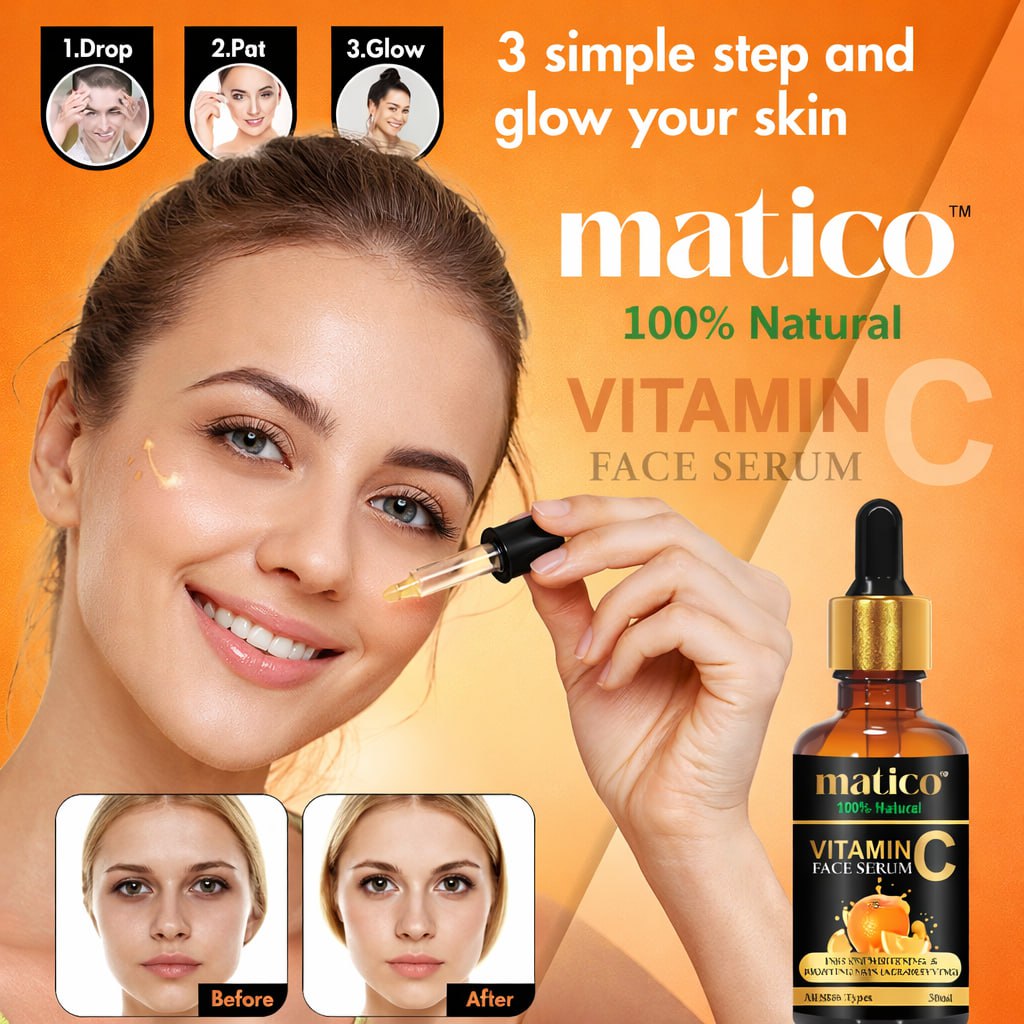 Combo of 2 Matico Vitamin C Face Serum | Skin Brightening & Anti-Aging Serum | Acne Free Skin, Fine Lines & Sun Damage | 30 ml (Pack of 2)