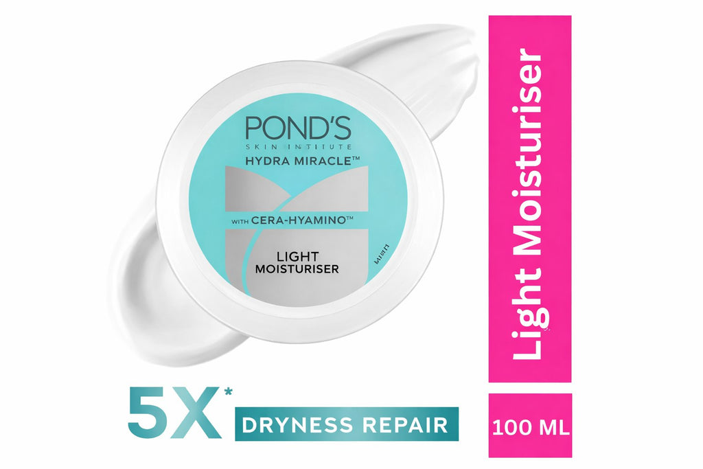 POND'S Light Moisturiser | Non-Oily Fresh Feel Face & Body Moisturizer | Lightweight Hydration | For Soft & Smooth Skin | 100 ml