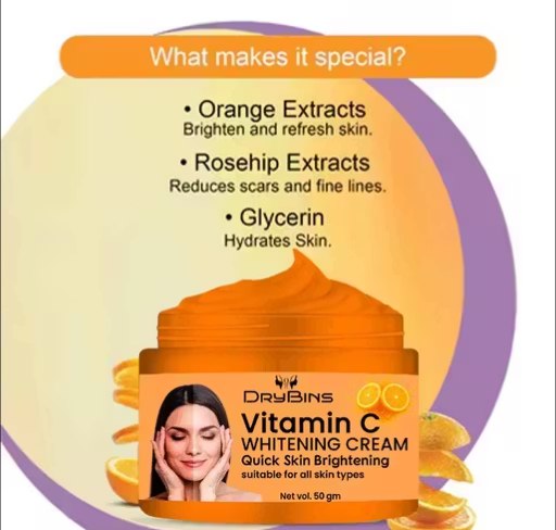 Drybins Vitamin-C Advanced Multivitamin Face Cream | Daily Illuminating Moisturizer for Glowing Skin | Vitamin C Brightening Cream | Pack of 1