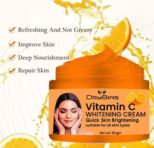 Drybins Vitamin-C Advanced Multivitamin Face Cream | Daily Illuminating Moisturizer for Glowing Skin | Vitamin C Brightening Cream | Pack of 1