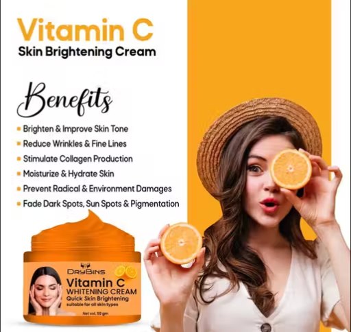 Drybins Vitamin-C Advanced Multivitamin Face Cream | Daily Illuminating Moisturizer for Glowing Skin | Vitamin C Brightening Cream | Pack of 1