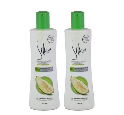 Combo of 2- Silka Green Papaya Whitening Lotion | Skin Brightening & Moisturizing Body Lotion | Smooth & Radiant Skin | 200 ml (Pack of 2)