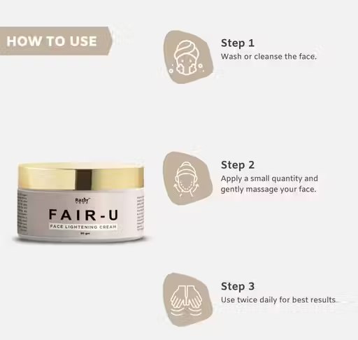 Razorveda Fair-U Herbal Face Cream | Skin Brightening & Moisturizing Herbal Cream | Smooth & Radiant Skin | 50 g