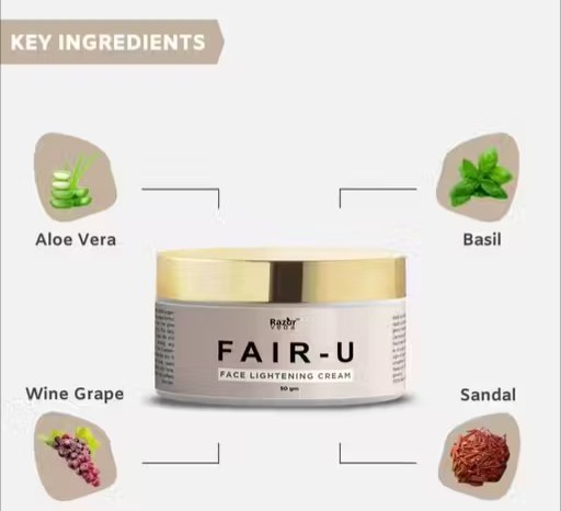 Razorveda Fair-U Herbal Face Cream | Skin Brightening & Moisturizing Herbal Cream | Smooth & Radiant Skin | 50 g