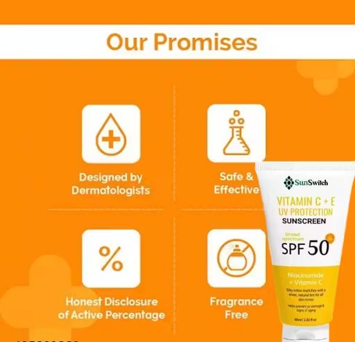 ( Pack of 3) Vitamin C + E Super Bright Sunscreen SPF 50 PA+++ | Broad Spectrum UVA/UVB Protection | Lightweight & Brightening Formula | 60 g