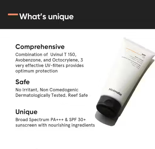 Minimalist SPF 30 Body Lotion | Broad Spectrum PA+++ Body Sunscreen | UVA & UVB Protection | Nourishing Sun Protection Lotion | Men & Women |150 g