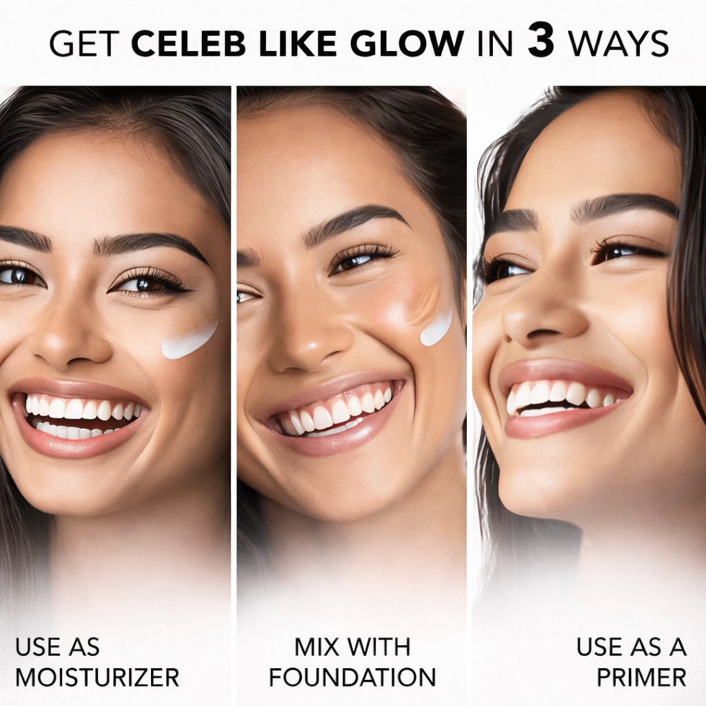 FACES CANADA Super Quick Glam Combo - Strobe Cream - Rose Gold (18 ml) + Tinted Moisturizer - Light 01 (18 gm) + Comfy Matte Wow Liquid Lipstick - Cocoa Crush 07 (3.8 ml) | Illuminating & Glowing Makeup Base | Highly Pigmented