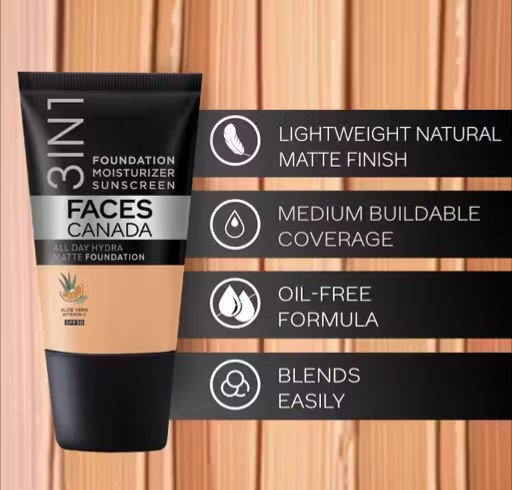 FACES CANADA Always On Shine Makeup Combo | Hydra Matte Foundation Rose Ivory 011 (18 ml) + Strobe Cream Rose Gold (18 ml) + Ultime Pro Makeup Fixer (50 ml)