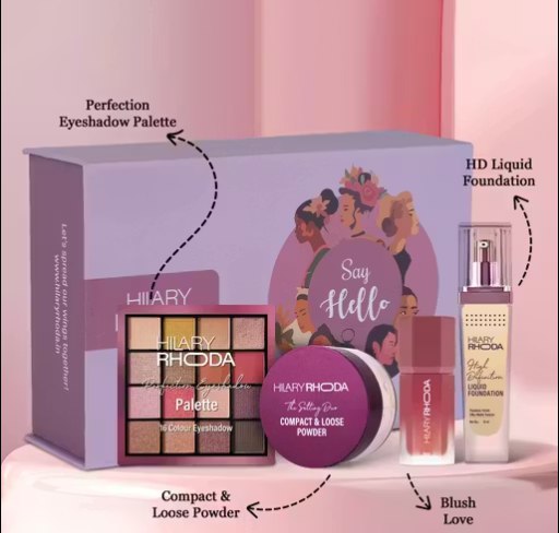 Hilary Rhoda Bride Essentials Makeup Kit | Foundation, Compact Powder, Blush & Eyeshadow Palette | Complete Bridal & Party Makeup Kit for Women