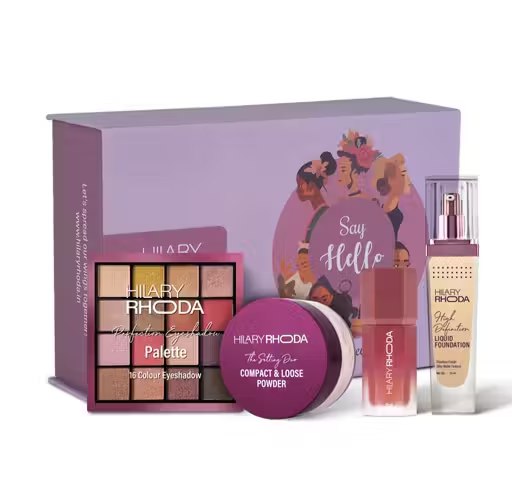 Hilary Rhoda Bride Essentials Makeup Kit | Foundation, Compact Powder, Blush & Eyeshadow Palette | Complete Bridal & Party Makeup Kit for Women