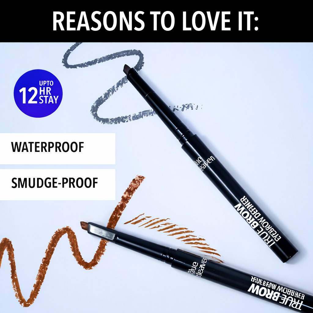 Blue Heaven Get Bold Eye Makeup Combo | Eyeliner (7 ml) + Mascara (6.5 ml) + Kajal Pencil (3.2 g) + True Brow Eyebrow Enhancer Dark Grey (0.3 g) | Set of 4