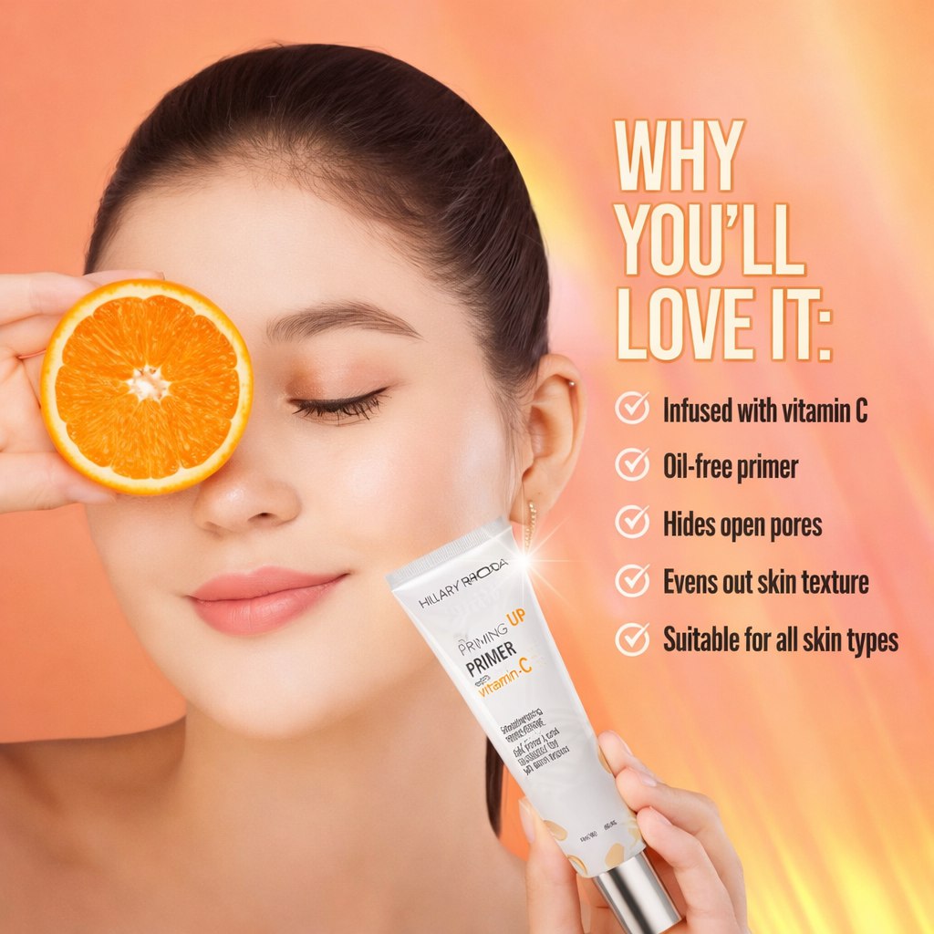 Hilary Rhoda Prepping Up Primer with Vitamin C | Blur & Pore Minimizing Makeup Primer | Oil Control Primer for Women | 30 ml