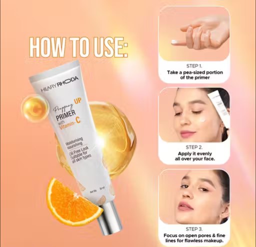 Hilary Rhoda Prepping Up Primer with Vitamin C | Blur & Pore Minimizing Makeup Primer | Oil Control Primer for Women | 30 ml