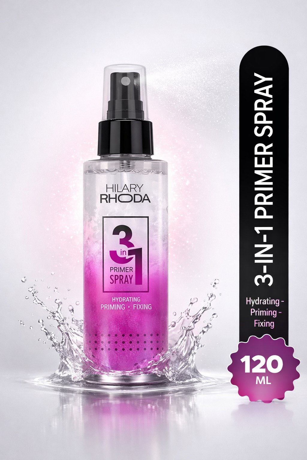 Hilary Rhoda 3-in-1 Primer Spray | Water-Based Primer & Setting Spray | Refreshes Face & Blurs Pores | Dewy Finish | Oil Control | Lasts All Day Long | 120 ml