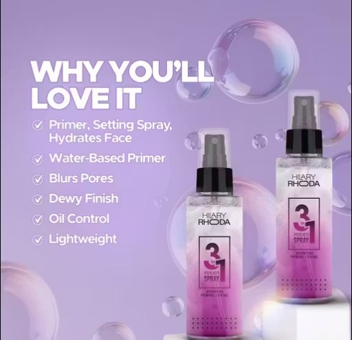 Hilary Rhoda 3-in-1 Primer Spray | Water-Based Primer & Setting Spray | Refreshes Face & Blurs Pores | Dewy Finish | Oil Control | Lasts All Day Long | 120 ml