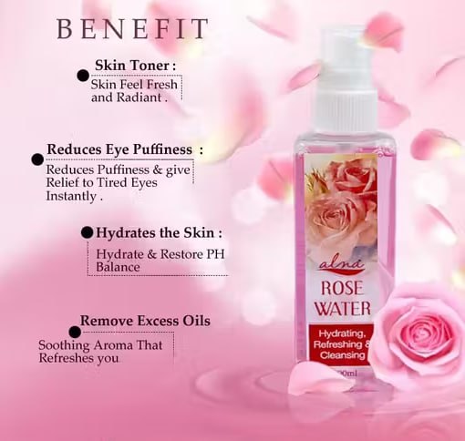 Alna Pure Rose Water Facial Toner | Refreshing & Hydrating Skin Care | For Glowing Skin | 100 ml Each (Combo Pack of 5)