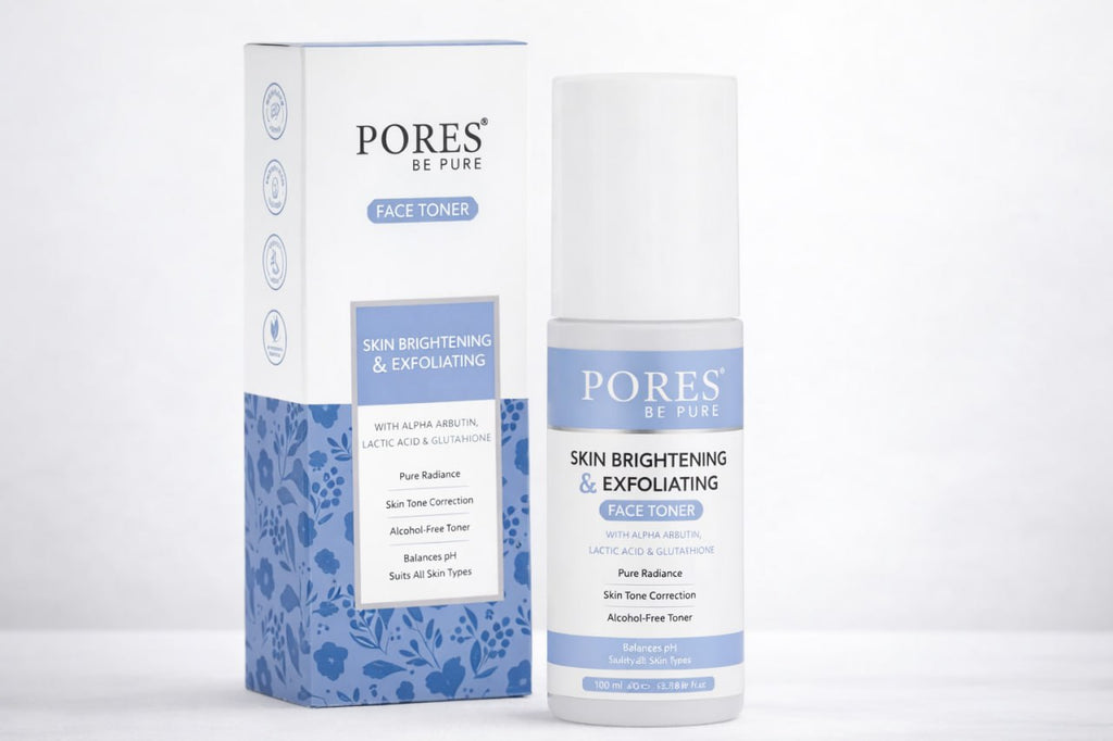 Pores Be Pure Skin Brightening Face Toner | Alpha Arbutin, Glycolic Acid & Lactic Acid | Gentle Exfoliating Toner | Alcohol-Free Face Mist | 100 ml