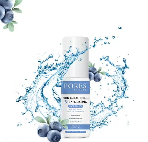 Pores Be Pure Skin Brightening Face Toner | Alpha Arbutin, Glycolic Acid & Lactic Acid | Gentle Exfoliating Toner | Alcohol-Free Face Mist | 100 ml