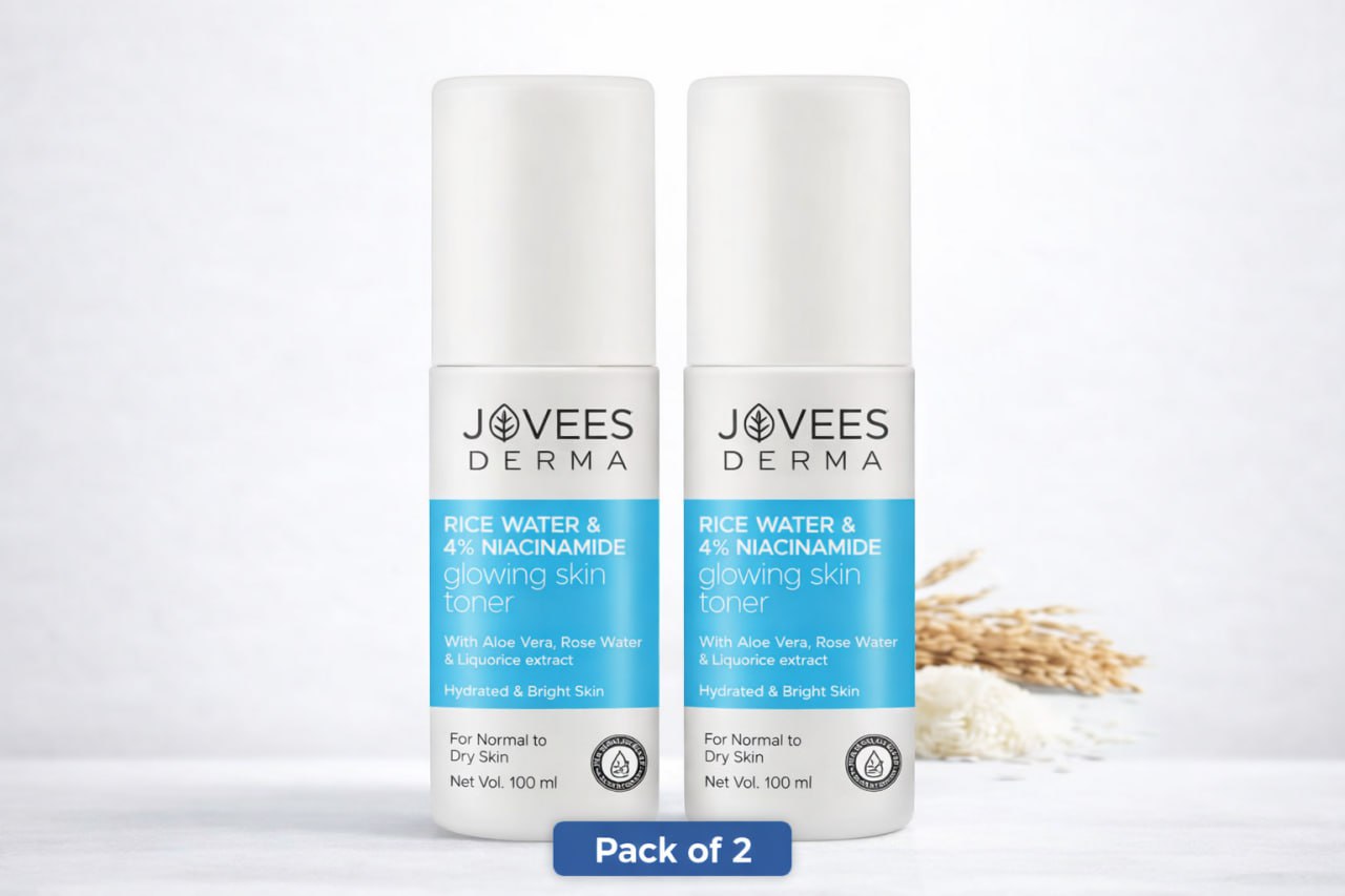 Jovees Derma 4% Niacinamide & Rice Water Toner | Hydrating Glass Skin Face Mist | Pore Tightening & Blemish Care | For Normal to Dry Skin | 100 ml (pack of 2)