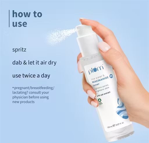 Combo of Plum 3% Niacinamide & Rice Water Alcohol-Free Toner Duo + Niacinamide Facewash | Hydrating & Brightening Skincare Combo | For Men & Women | 315 ml