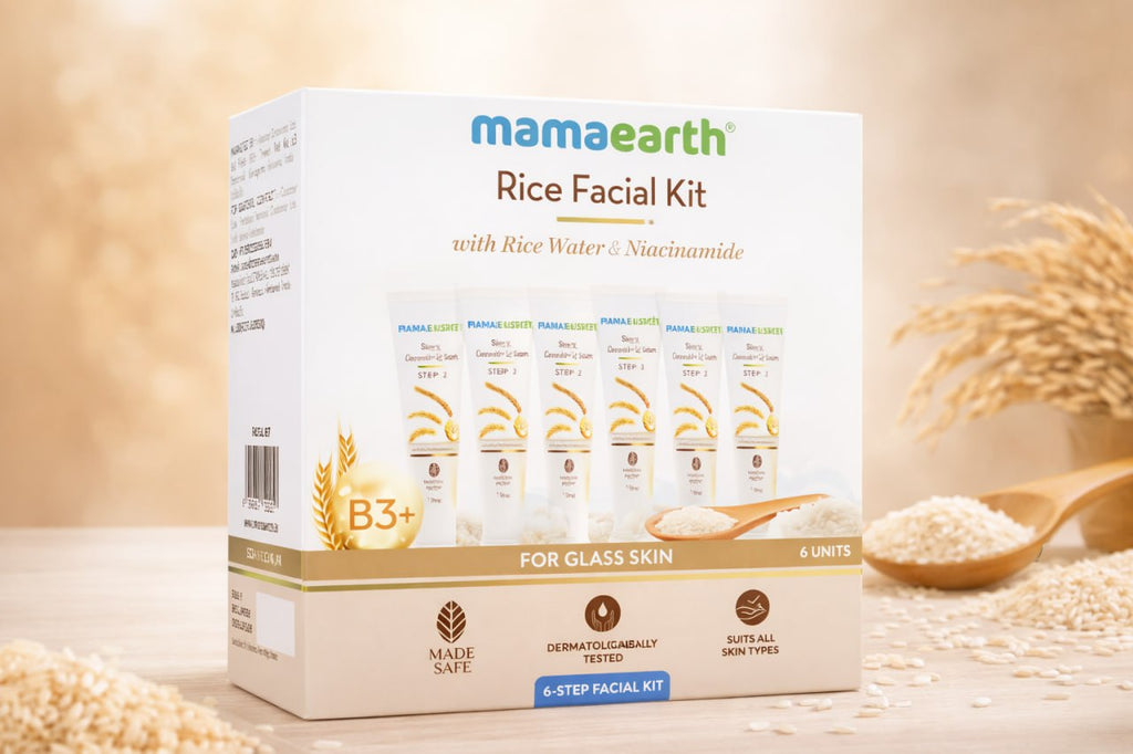 Combo of Mamaearth Rice Facial Kit with Rice Water & Niacinamide | Glass Skin Facial Kit | Instant Glow & Skin Texture Improvement | Salon-Like Facial at Home | 60 g