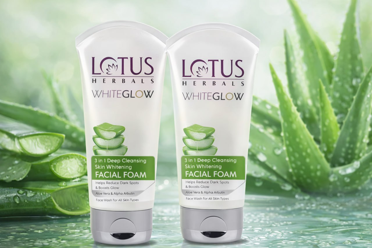 Lotus Herbals WhiteGlow 3-in-1 Deep Cleansing Facial Foam | Brightening Face Wash for Clear & Fresh Skin | 50 g (Pack of 2)