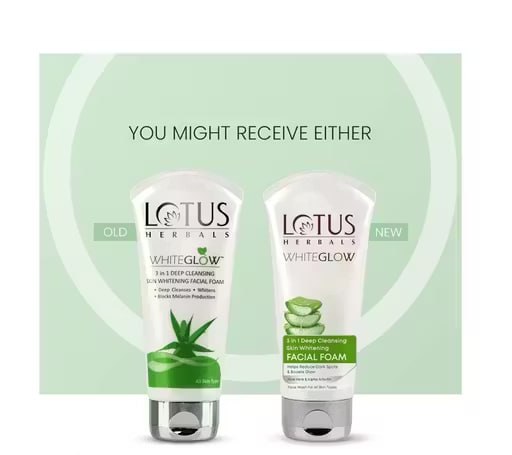 Lotus Herbals WhiteGlow 3-in-1 Deep Cleansing Facial Foam | Brightening Face Wash for Clear & Fresh Skin | 50 g (Pack of 2)