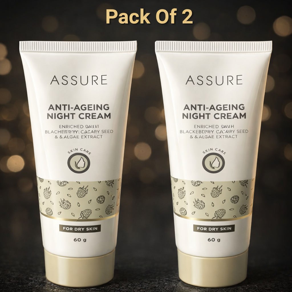 ASSURE Anti-Ageing Night Cream Enriched With Blackberry Grape Seed & Algae Extract. (60 ml)(pack of 2)