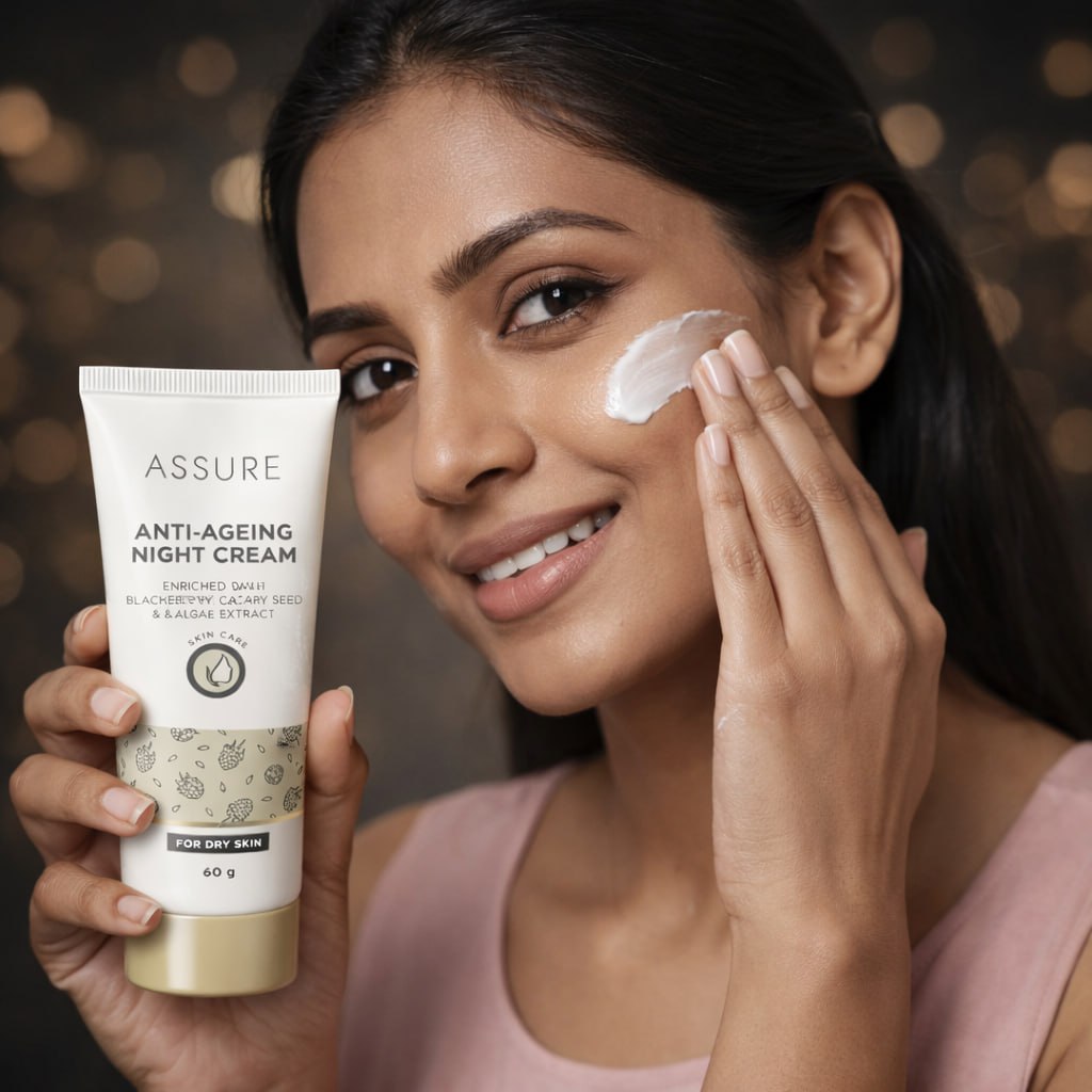 ASSURE Anti-Ageing Night Cream Enriched With Blackberry Grape Seed & Algae Extract. (60 ml)(pack of 2)