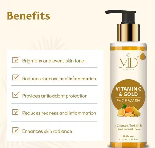 MD Overnight Repair Night Cream & Vitamin C + Gold Face Wash Combo | Skin Repair & Brightening Skincare Set