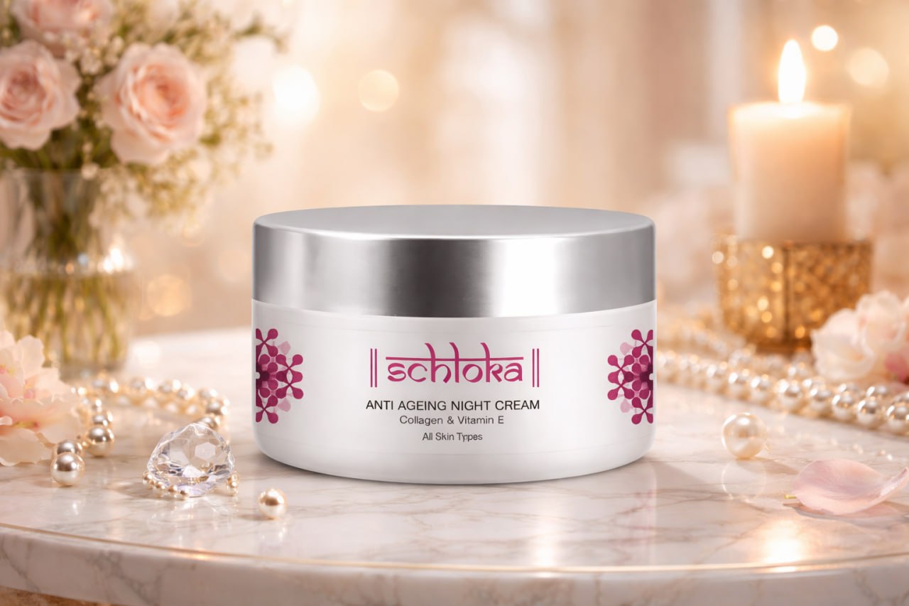 Schloka Anti-Ageing Night Cream with Collagen & Vitamin E | Skin Firming & Hydrating Night Care | For All Skin Types | Pack of 1