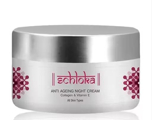 Schloka Anti-Ageing Night Cream with Collagen & Vitamin E | Skin Firming & Hydrating Night Care | For All Skin Types | Pack of 1