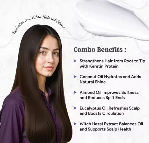 LA’BANGERRY Keratin Protein Shampoo & Conditioner Combo – Hair Growth, Anti Hair Fall & Smooth Silky Hair | 250ml + 250ml