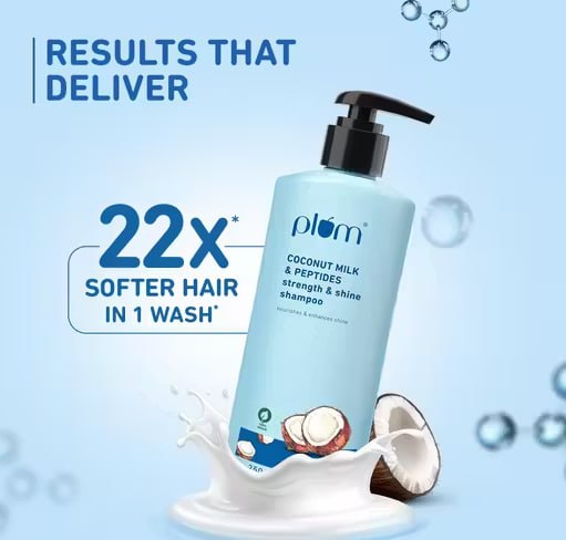 Plum Coconut Milk & Peptides Nourishing Shampoo – Deep Hydration for Soft, Smooth & Silky Hair |Men & Women | 250ml