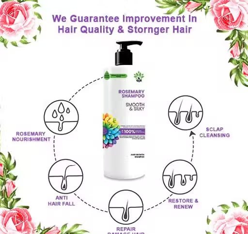 GIR Rosemary & Rose Hydrosol Sulfate-Free Shampoo – Smooth, Silky & Healthy Hair | Paraben Free | 250ml