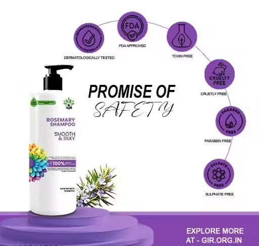 GIR Rosemary & Rose Hydrosol Sulfate-Free Shampoo – Smooth, Silky & Healthy Hair | Paraben Free | 250ml