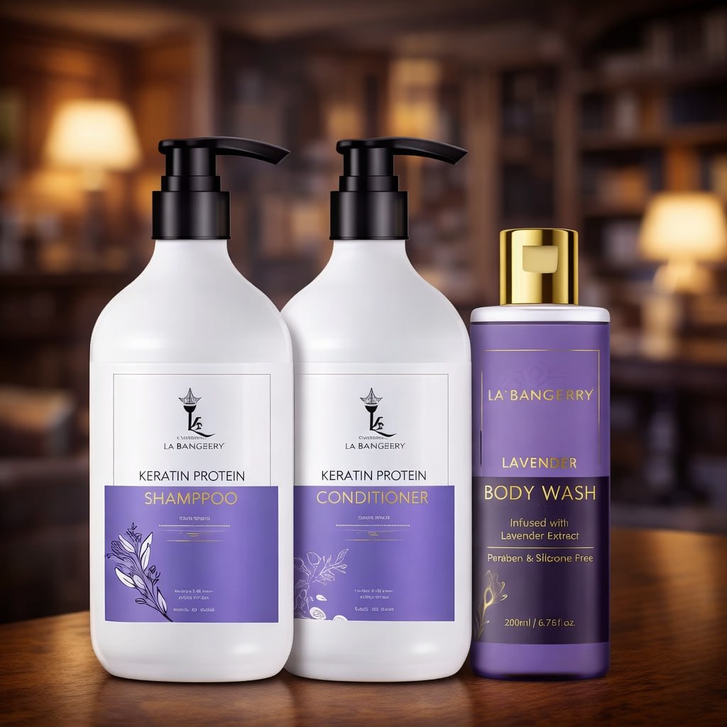 LA’BANGERRY Advanced Keratin Protein Hair Care Combo – Shampoo, Conditioner & Lavender Body Wash | Daily Care Pack