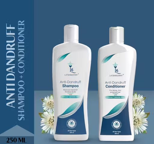 LA’BANGERRY Anti-Dandruff Hair Care Combo – Hibiscus & Lawsonia Alba Shampoo + Conditioner | Frizz & Dandruff Control | 250ml × 2
